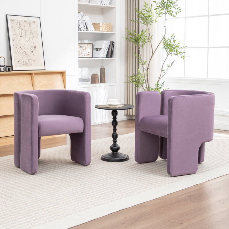 Jaimyn Upholstered Barrel Chair, Purple Velvet