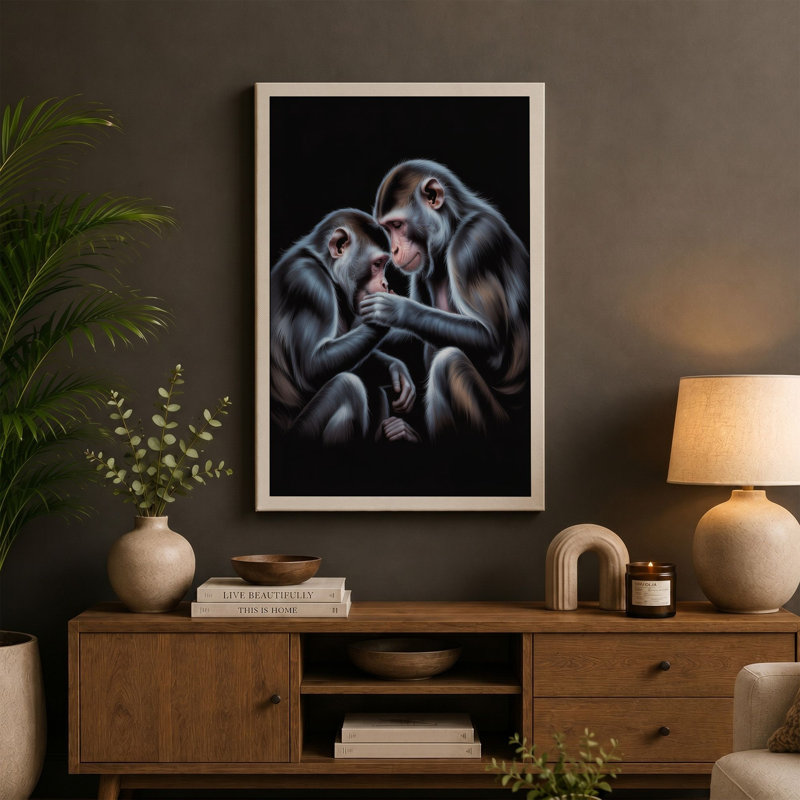 Kindred Primates Modern - Wrapped Canvas, 30x20 - 76.2 x 50.8 cm, Ochre Border