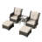 5-Piece PE Wicker Patio Furniture Set with 2 Chairs,Ottomans,Side Table & Beige Cushion-1550034389