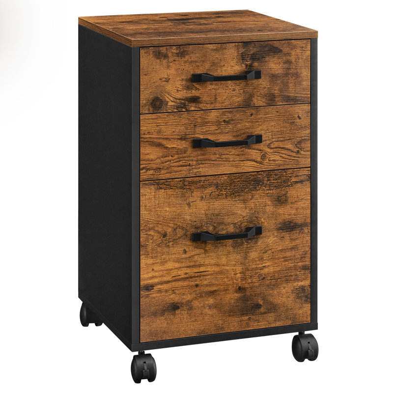 Alexand 3 Drawer Filing Cabinet, Black/Brown