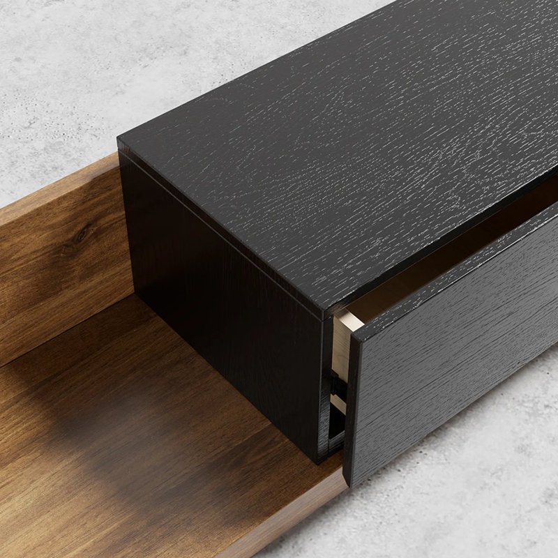  solid wood TV stand, Noir