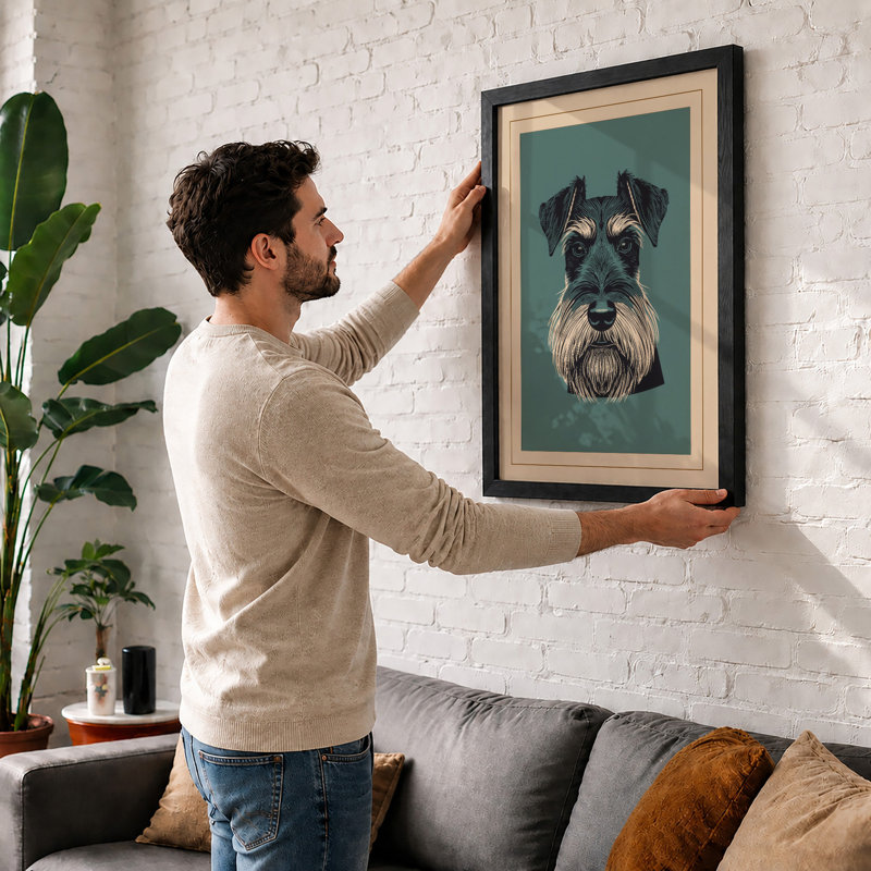 Distinguished Schnauzer Modern - Framed Print, A1 - 84.1 x 59.4 cm, White