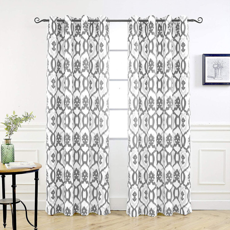Ikat Room Darkening Curtain Pair, Gray, 52" W x 84" L