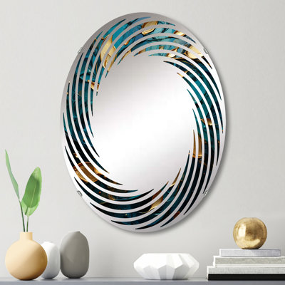 Mandala mystique turquoise doré - Miroir mural en spirale MIR106151 O