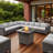 Square Steel Fire Pit with Wicker Base