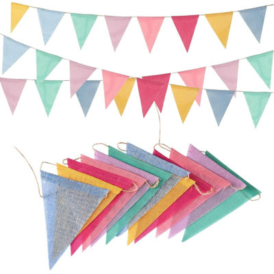 6 Strings Colorful Triangle Banners for Birthday Classroom School Carnival Garlands Outdoor Burlap Bunting Party Decorations