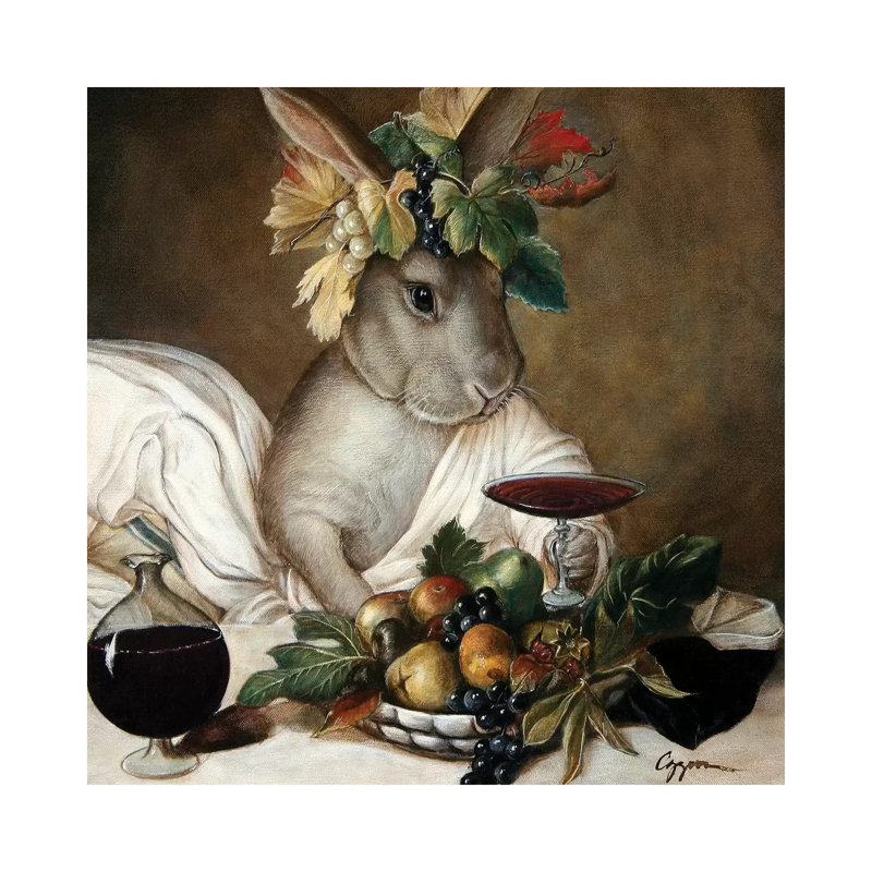 «Moose As Bacchus» - reproduction, H 18 po x l 18 po x 1,5 po, Toile tendue