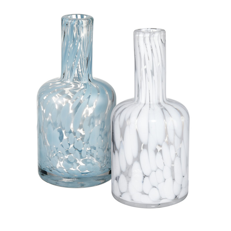Light Blue Semi-Translucent Glass Table Vase