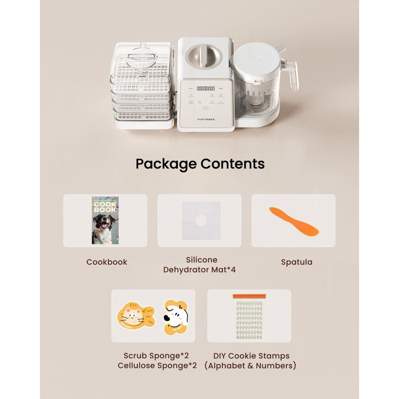 Pet Fresh Machine - Robot culinaire avec recette de gâteries pour chien, bricolage pour chat, friandises croquantes, 10 types d'aliments pour animaux de compagnie faits maison pour l'anniversaire d'un chien, machine de cuisson 7-en-1 avec écran tactile facile en une étape