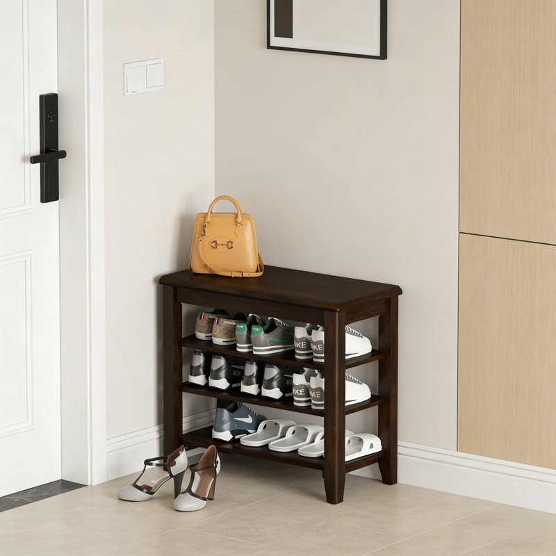 Entryway Shoe Bench With Adjustable Shelves, 20.6" H x 23.6" W x 11.8" D