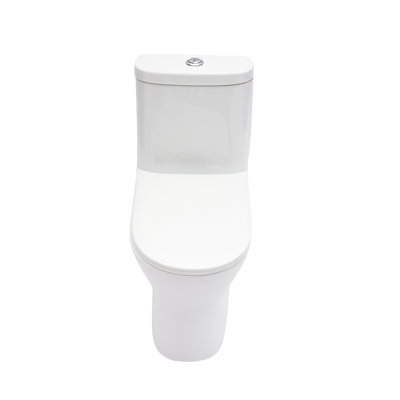 Living Source International One Piece Ceramic Toilet For Bathroom, 12-Inch Rough-In, Dual Flush (1.22/1.6 GPF) With Soft-Closing Seat