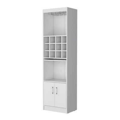 White Bar Cabinet with Wine Storage