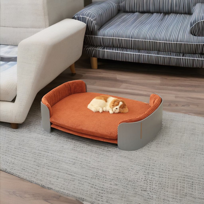Indoor Cat Couch Bed, Medium Size 41.3" W x 28" D, Grey/Brown