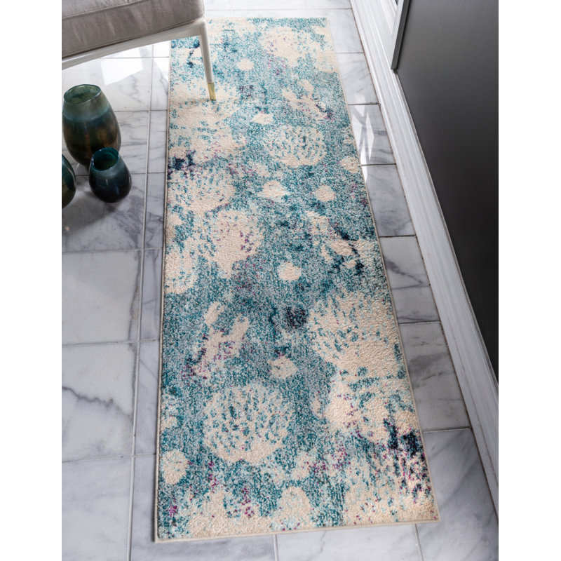 Tapis bleu clair Esposito, Tapis de couloir 2 pi 7 po x 10 pi