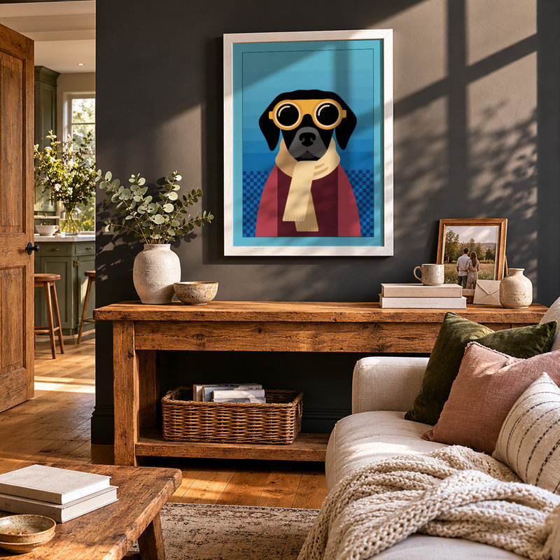 Adventurer Pup Modern - Framed Print, A1 - 84.1 x 59.4 cm, White