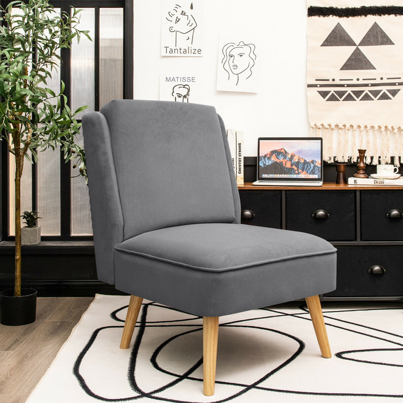 Chaise d'appoint en velours de 23,5 po de largeur, Velours gris