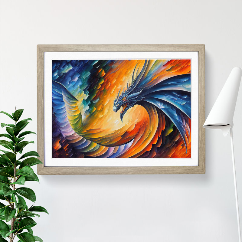 XH1022-2772X Dragon Art Vol.2 - Single Picture Frame Print, Oak Framed, 34cm H x 46cm W x 2cm D