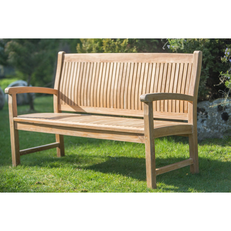 Cunegunda Solid Wood Teak Outdoor Bench, H90 x W120 x D55cm