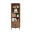 Étagère d'angle à 5 niveaux, bibliothèque d'angle de 67 po de hauteur, étagère d'angle autoportante en bois avec portes coulissantes et tablettes ouvertes, gain de place, armoire de rangement d'angle moderne pour le salon, la cuisine, le bureau (noyer)