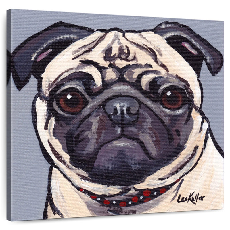 Brampt Pug On Gray, 10" H x 10" W