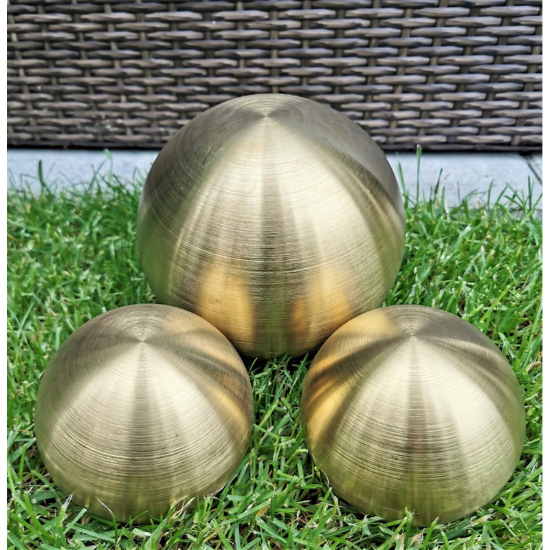 Cerrone Stainless Steel Gazing Ball, 3, Gold, 15cm H x 25cm W x 25cm D