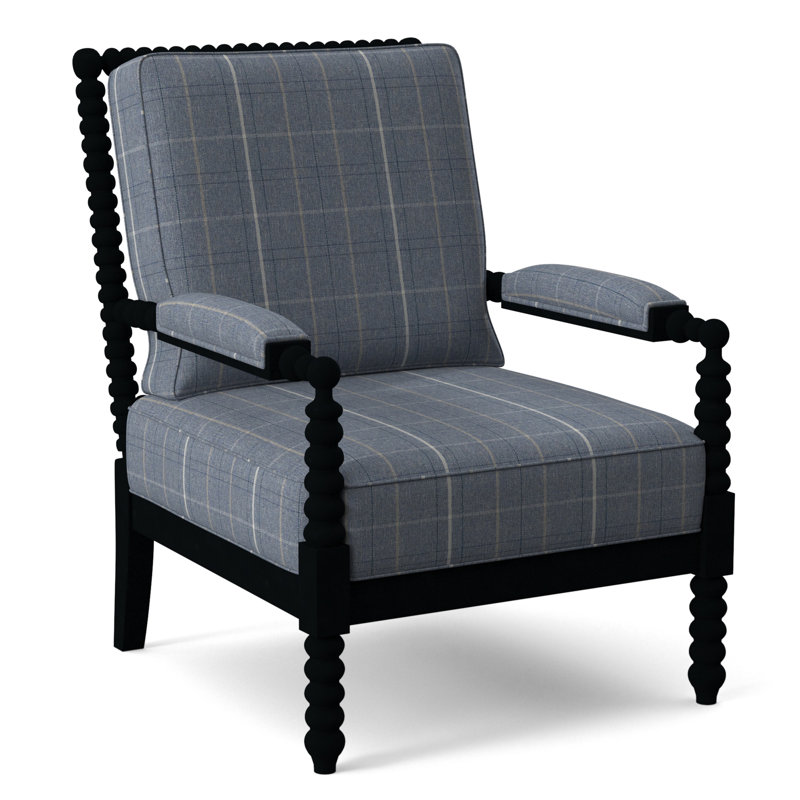Lind Island 29" Wide Lounge Chair, Sunbrella Beige Pinstripe; 6205-74, Black Finish