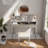 Luxury Vanity Desk Set With A Cushioned Stool, Round & Height Adjustable Mirror, 4 Drawers With Strip-fluted Panels-1545174917