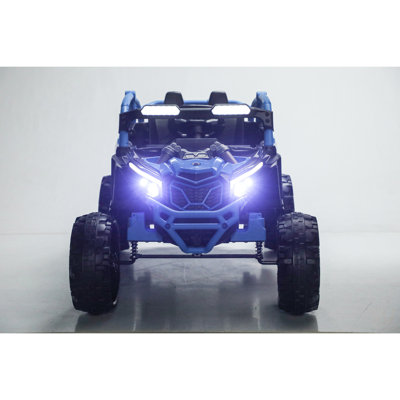 24V 400W Kids Ride On Car UTV W / Parents Télécommande, suspension à 4 roues, 3 vitesses, affichage de puissance, Bluetooth, MP3, musique, lumière DEL, fournissent une vitesse de 4 à 8 km / h pour les enfants de 3 ans et plus ( Bleu clair)