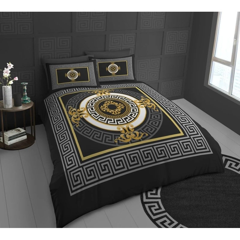 Polyester Geometric Duvet Cover Set with Pillowcases Included, Double Duvet Cover Set + 2 Standard Pillowcases