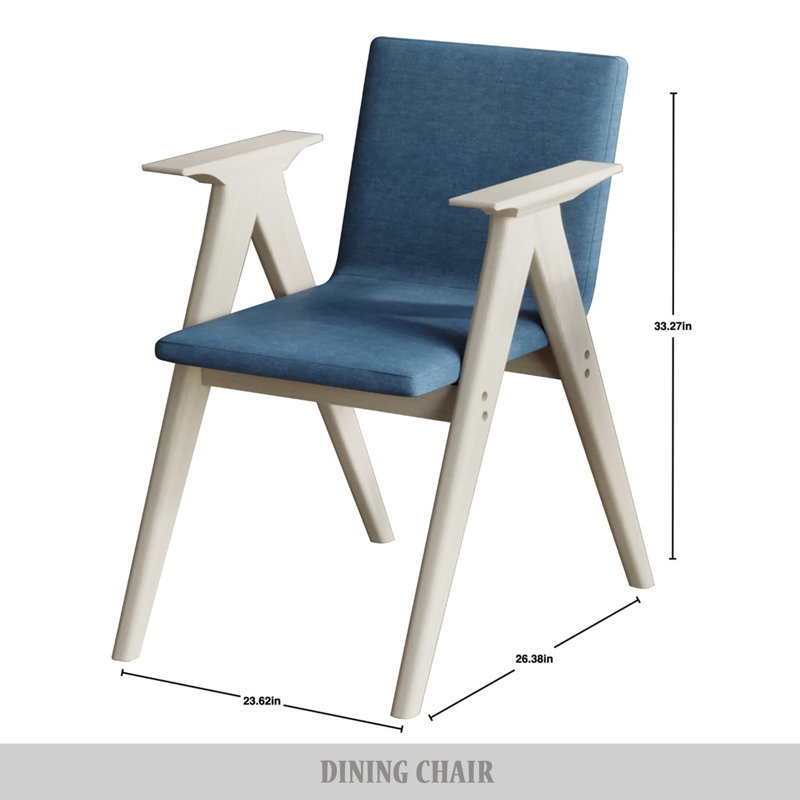 Chaise avec accoudoirs en lin bleu Nawatha