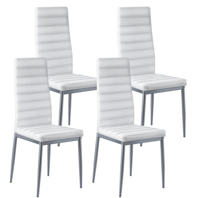 Dining Chairs Modern Leather Kitchen Side Chair Back Metal Legs 