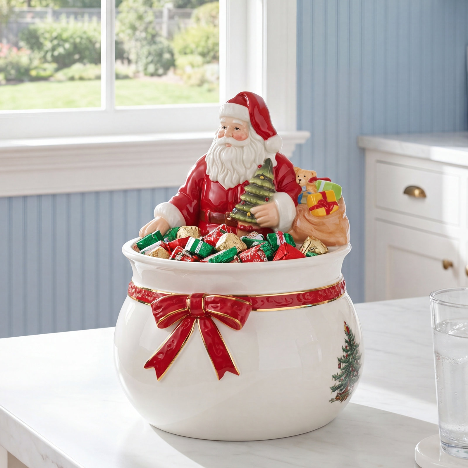 Christmas Tree Santa Nut Bowl