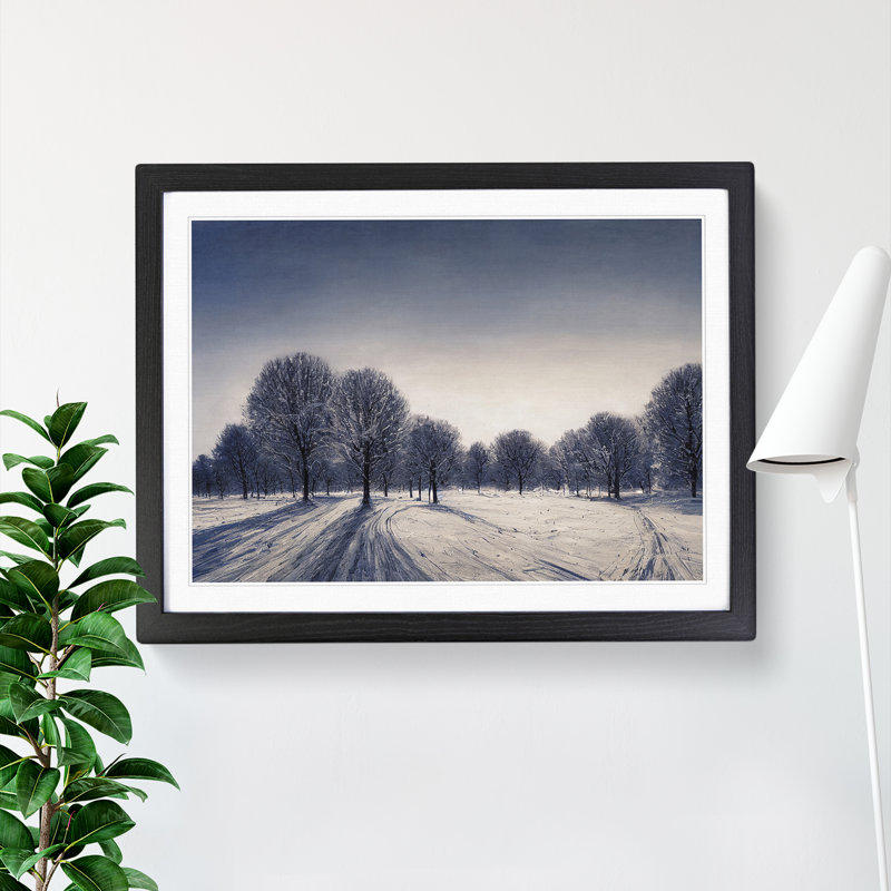 XH1022-10190X Winter Forest Landscape Vol.6 - Single Picture Frame Print, Black, 25cm H x 34cm W x 2cm D