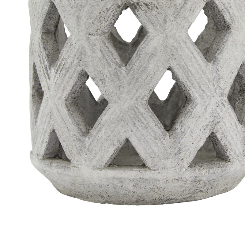 Ceramic Tabletop Lantern, 15cm H x 15cm W x 15cm D, White