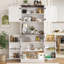 Armoire de cuisine de 71 po de hauteur, armoire de rangement de style campagnard avec 6 tablettes suspendues et tablettes réglables, armoire autoportante pour salle à manger, blanc rustique-746214131