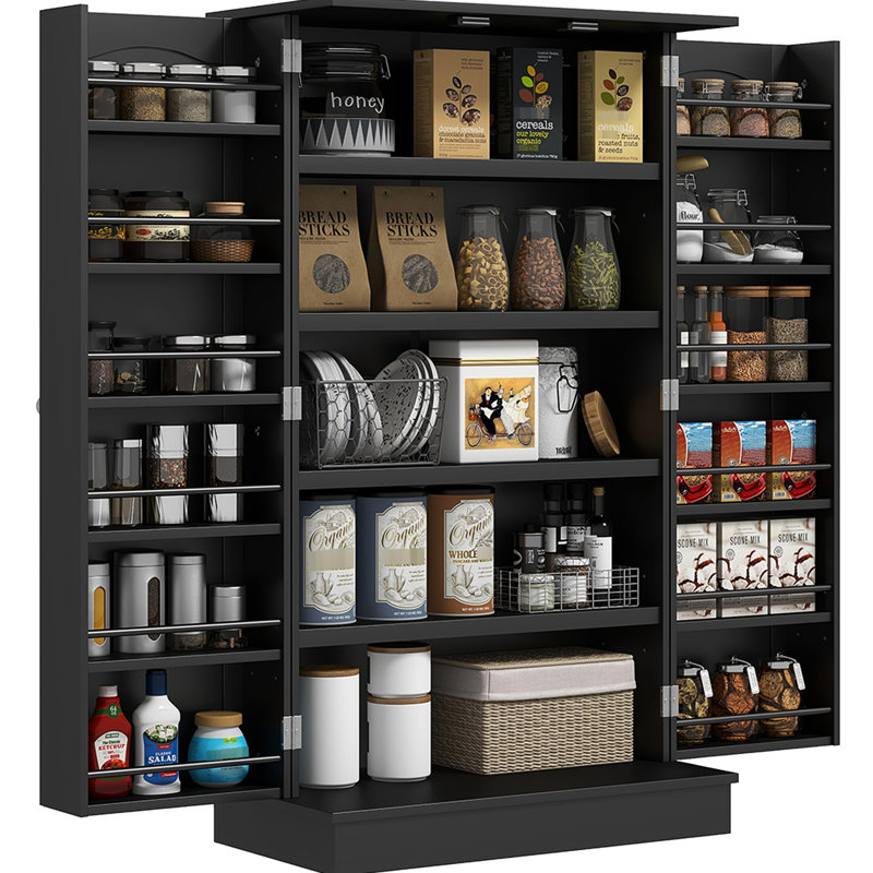 Garde-manger 41 po, 12 tablettes de porte, 5 tablettes réglables, noir, gardez vos ustensiles de cuisine en magasin