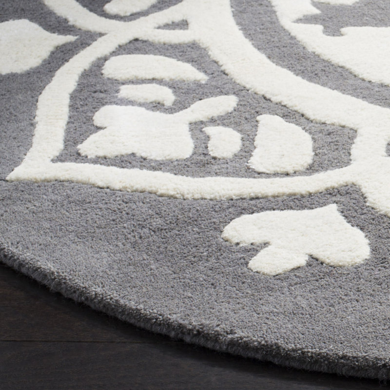 Cruz Hand Tufted Wool Floral Rug, Round 5'