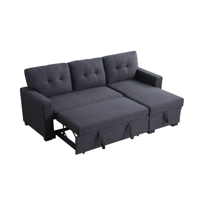 Storage Sofa: Cotton Linen & Fibre Foam Combo, Dark Grey Cotton Linen