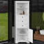 Grande armoire d'angle avec 3 tiroirs et porte, tablettes réglables, organisateur de rangement de salle de bain pour le salon ou la cuisine