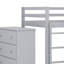 Structure de lit mezzanine en bois d'hévéa avec garde-corps de sécurité, bureau coulissant, tiroirs et armoire à tablettes-643803845