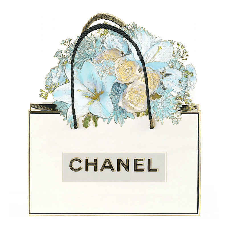 Bag With Floral Bouquet by Madeline Blake - Wrapped Canvas Print, 91cm H x 91cm W