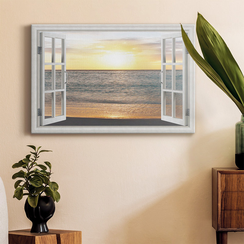 Toile tendue avec châssis Sunset Reflection Premium prêt à accrocher, H 24 po x l 36 po x P 1 po