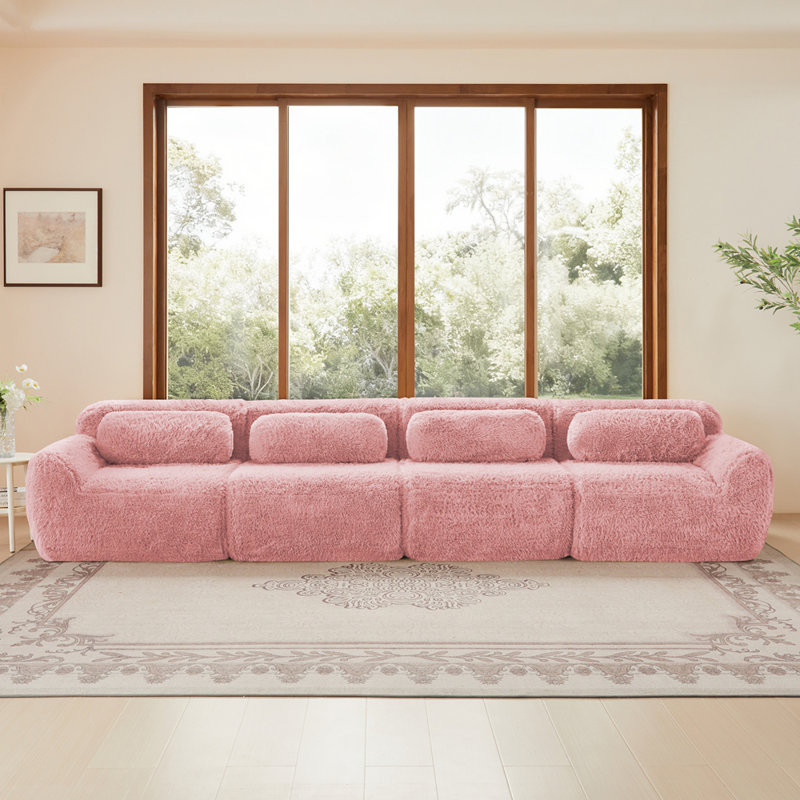 Tissu moelleux doux et moelleux de 149 po, canapé sans os, conception ergonomique en éponge haute densité 32D, emballage sous vide à compression complète, connexion à boucle libre