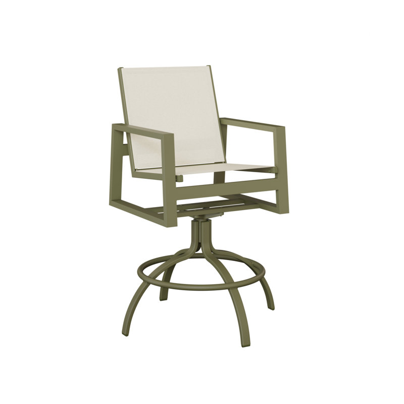 Chaise de bar pivotante en aluminium sauge verte Berlin Gardens, Vert sauge, Blanc