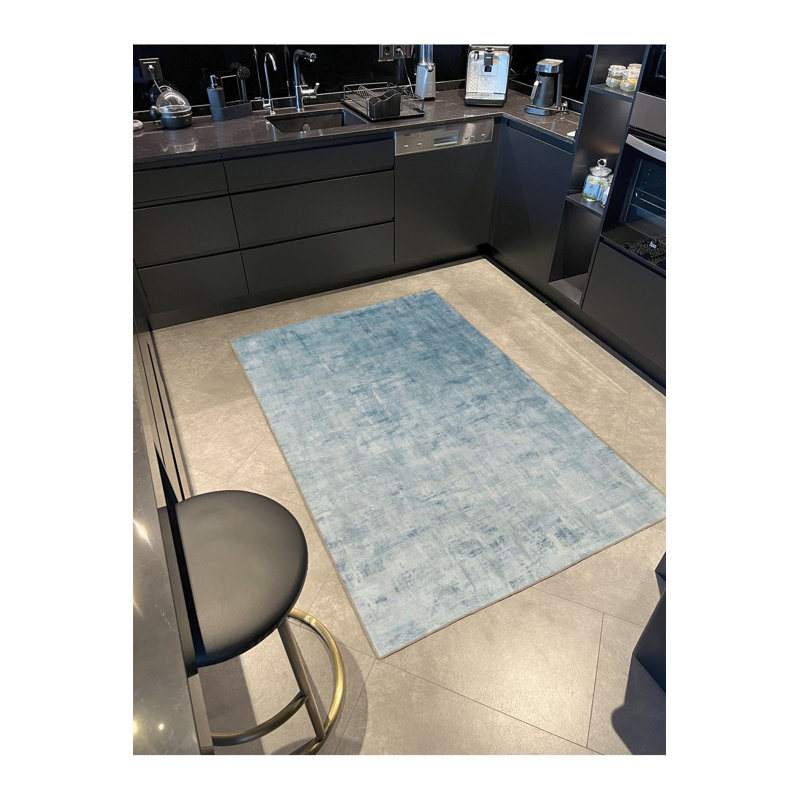 Tapis décoratif lavable à motif bleu ciel Atmosphere, Sous-tapis carré 3 pi 3 po inclus