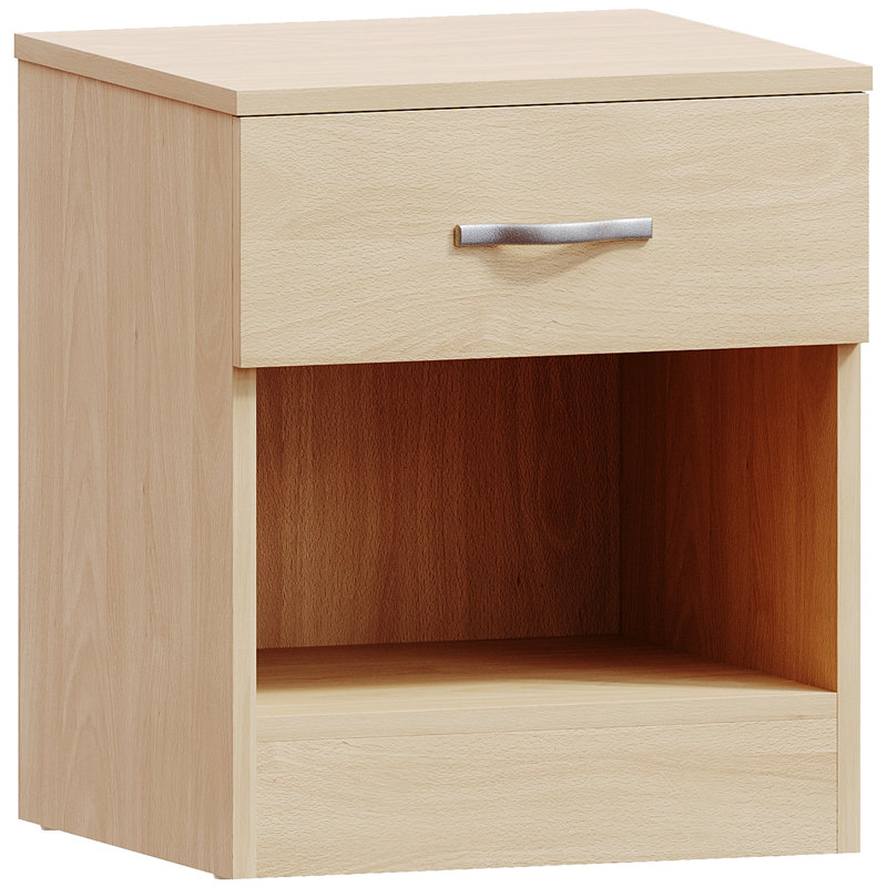 Maybery 1 Drawer Bedside Table, Pine