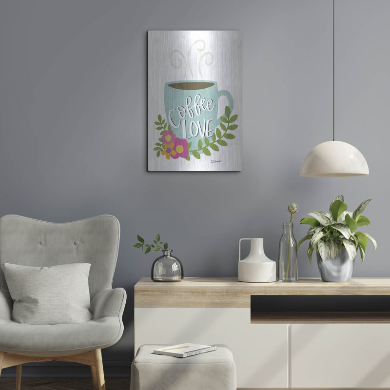 «Coffee Love» par L. Larson, art de luxe en métal «Coffee Love» par Lisa Larson, H 24 po x l 16 po