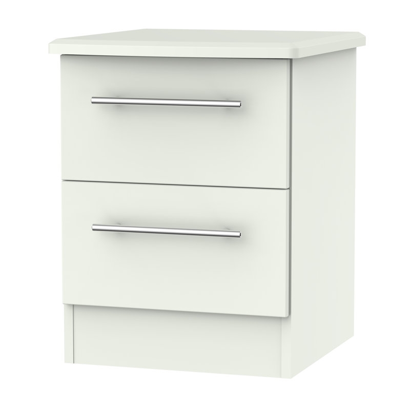 Fully Assembled Levine 2 Drawer Bedside Table, Porcelain