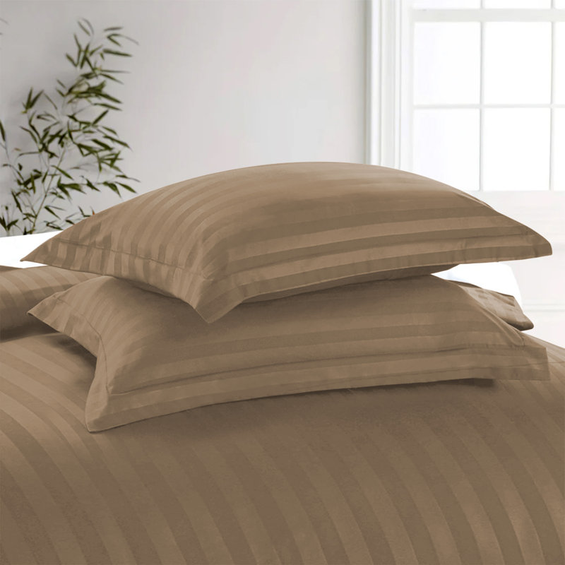 Luxurious 3-Piece Ultra Soft Stripe Duvet Cover Set with Pillowcases, Beige, Single Duvet Cover Set + 1 Standard Pillowcase