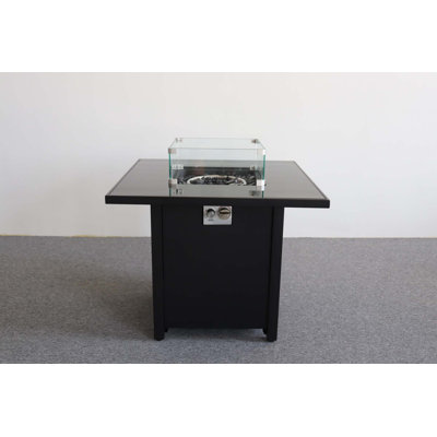 Fire Pit with Powder-Coated Finish and Smoked Glass Top